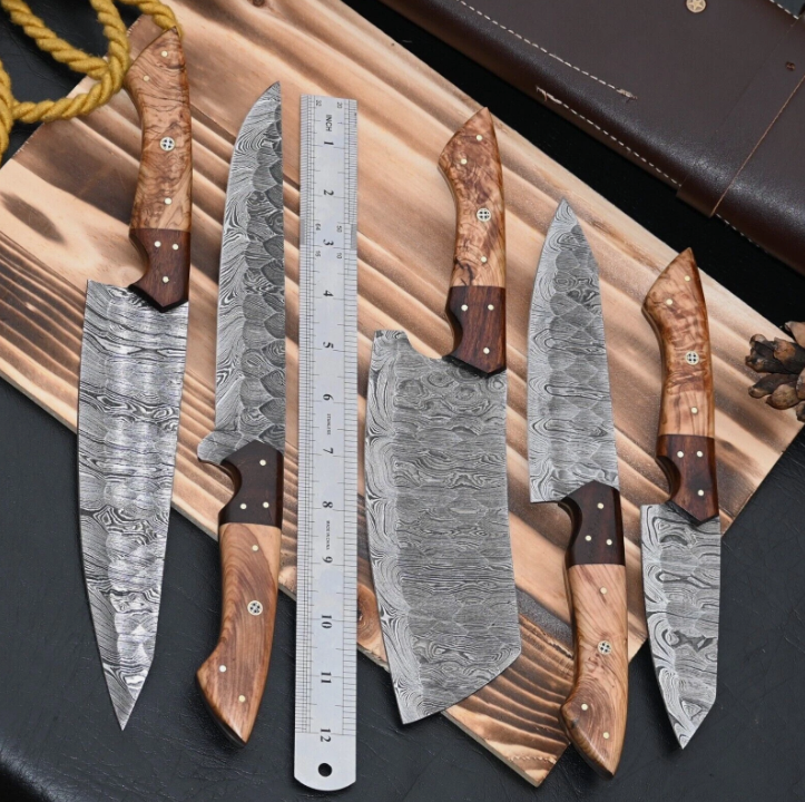 Premium Damascus Steel Kitchen Knife Set – 5 Pieces