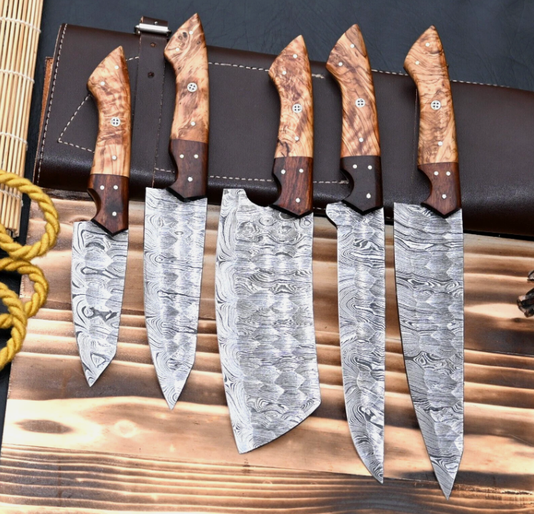 Premium Damascus Steel Kitchen Knife Set – 5 Pieces