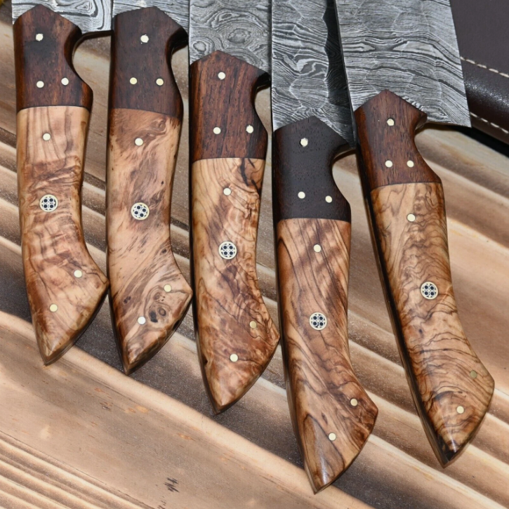 Premium Damascus Steel Kitchen Knife Set – 5 Pieces