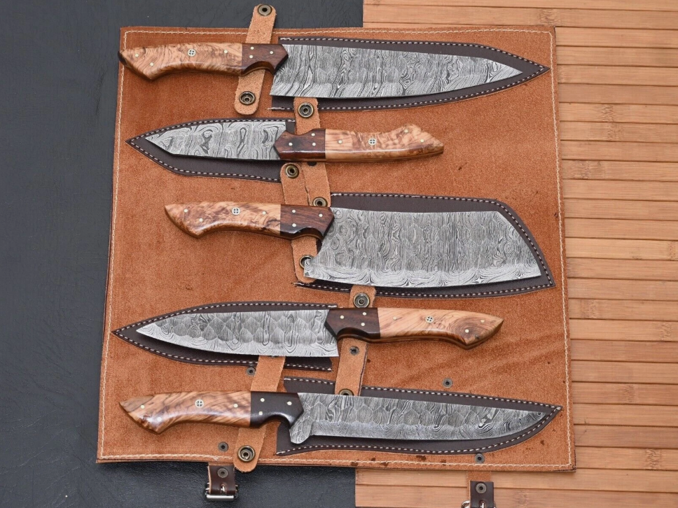 Premium Damascus Steel Kitchen Knife Set – 5 Pieces
